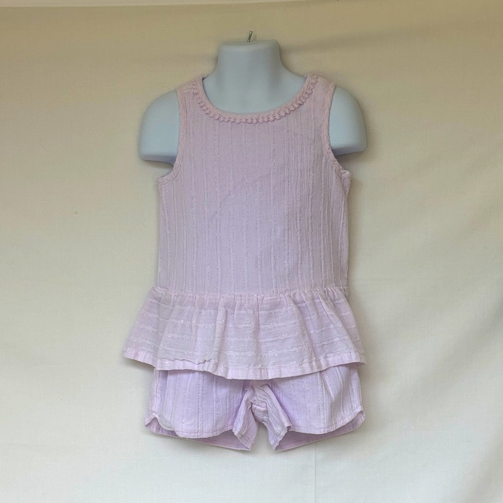 CAT & JACK | Pearl Purple Lavender Sleeveless Sparkle Peplum Top and Shorts Set